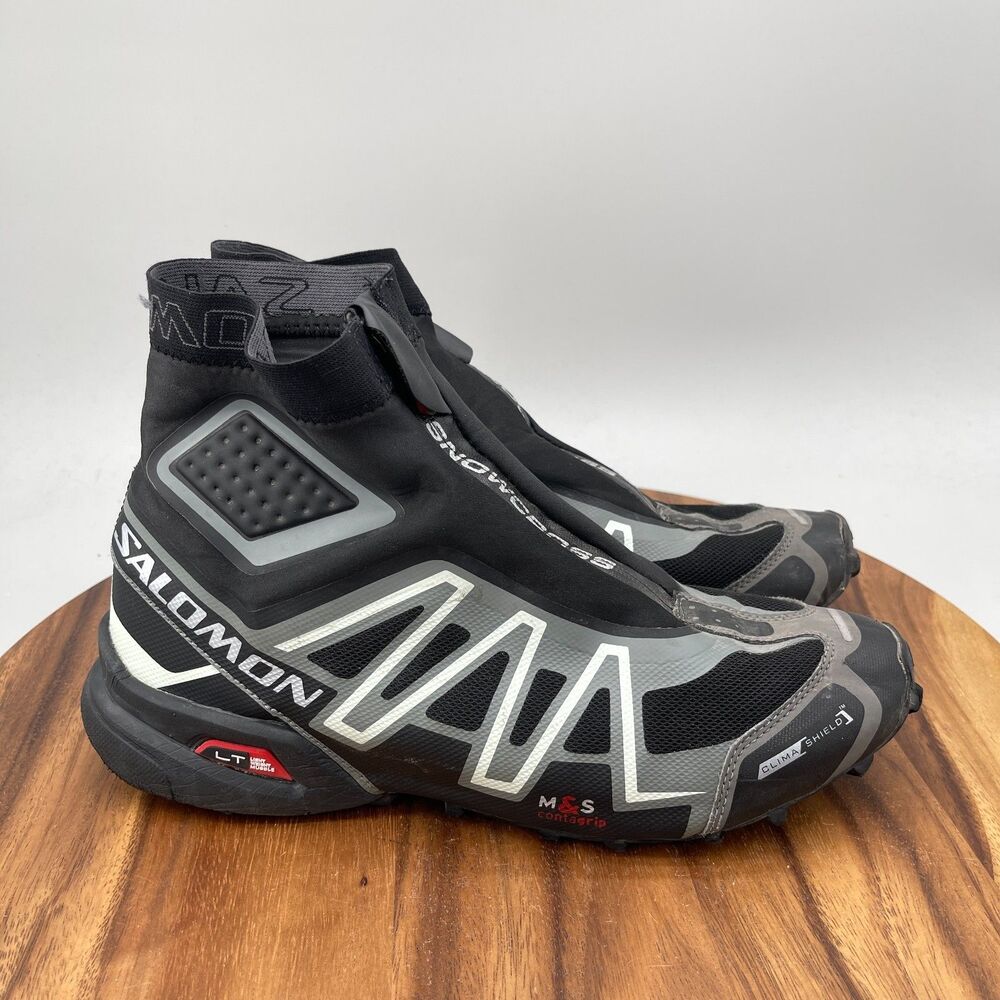 Salomon Snowcross 2 Shoes Mens Size 10 Trail Running Glove Snow Boot Black Gray